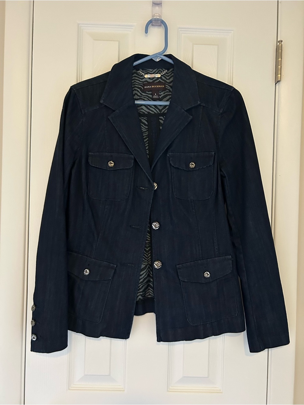 Dana Buchman Dark Navy Tailored Blazer with Patch Pockets